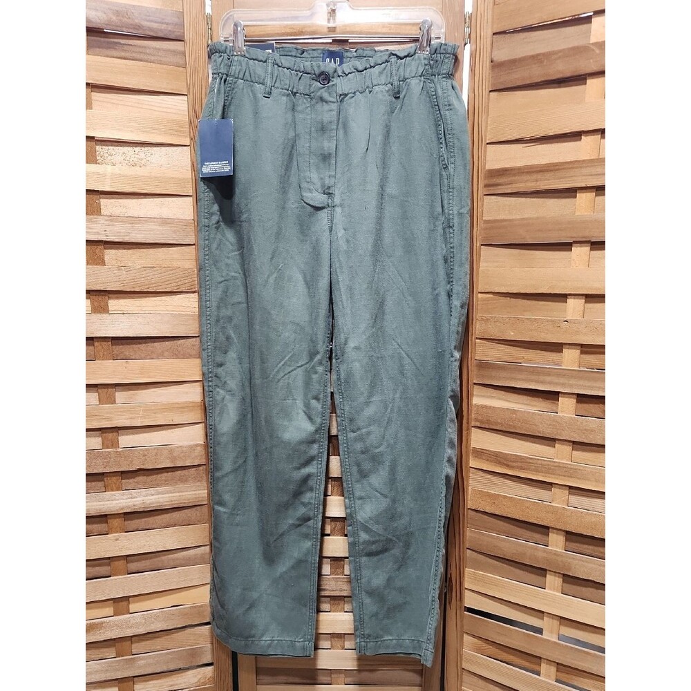 GAP Olive Green Easy Twill Pant Women M Straight Leg Slacks Cotton Lyocell